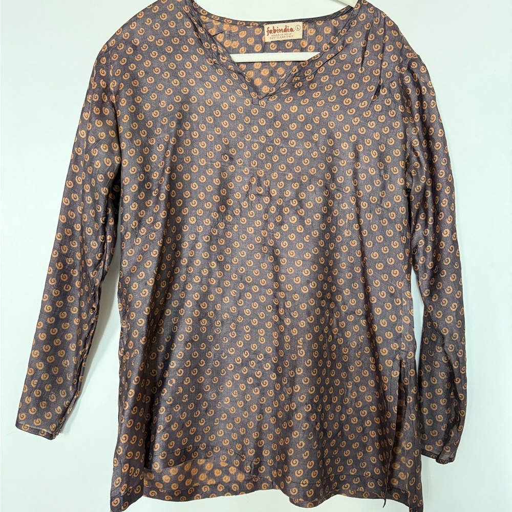 Fabindia Dark Brown Patterned Blouse